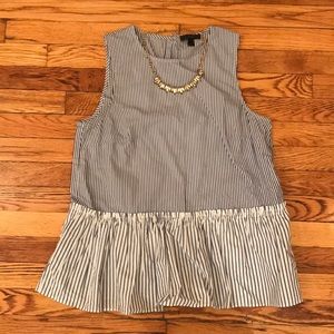 J Crew Pinstripe Peplum Top